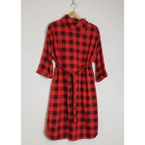 VINTAGE Retro 80s red and black buffalo check nu-wave punk dress M